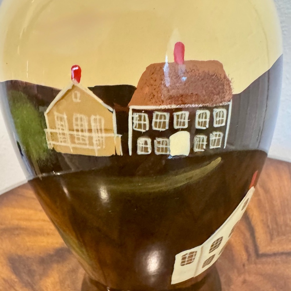Vintage Hand-Painted Ceramic Vase with Folk Art Design 12” - Picture 2 of 16
